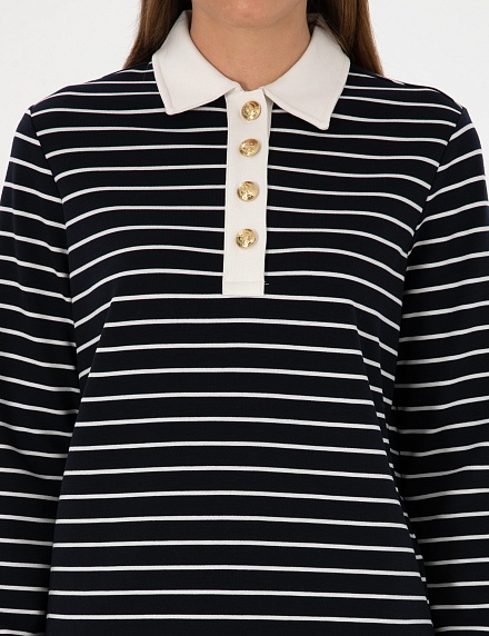 Лонгслив с отложным воротником в полоску - G022SZ0820SETHA Толстовка жен. (VR033, XS)