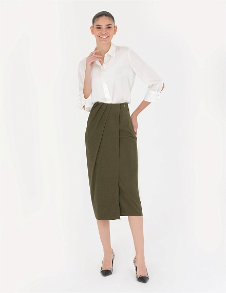 Юбка миди на запах с драпировкой - G022SZ0980DEMNA-E Юбка жен. (VR238, 32)