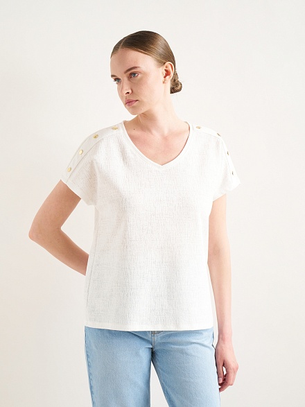 Футболка с V образным вырезом - G022SZ0110GEBI Футболка жен. (VR019, S)