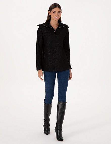 Свитер с высоким воротником на молнии - G022SZ0820STRAN_S Толстовка жен. (VR046, XS)