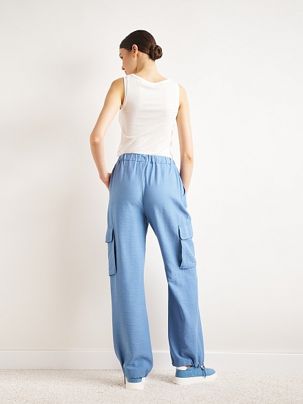 Брюки на кулиске с накладными карманами - G022SZ0780DINA Брюки жен. (VR028, 38)