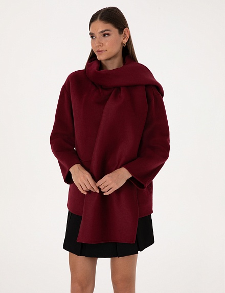 Пальто с несъемным шарфом укороченное - G022SZ0KS0LEFT Пальто жен. (VR014, 34)