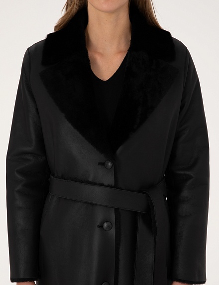 Дубленка двухсторонняя из овчины с поясом - G022SZ0350D_LIVIA_R Куртка кож. жен. (VR046, 36)
